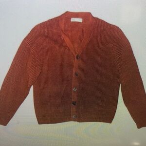 Men's Orange Cardigan Sweater